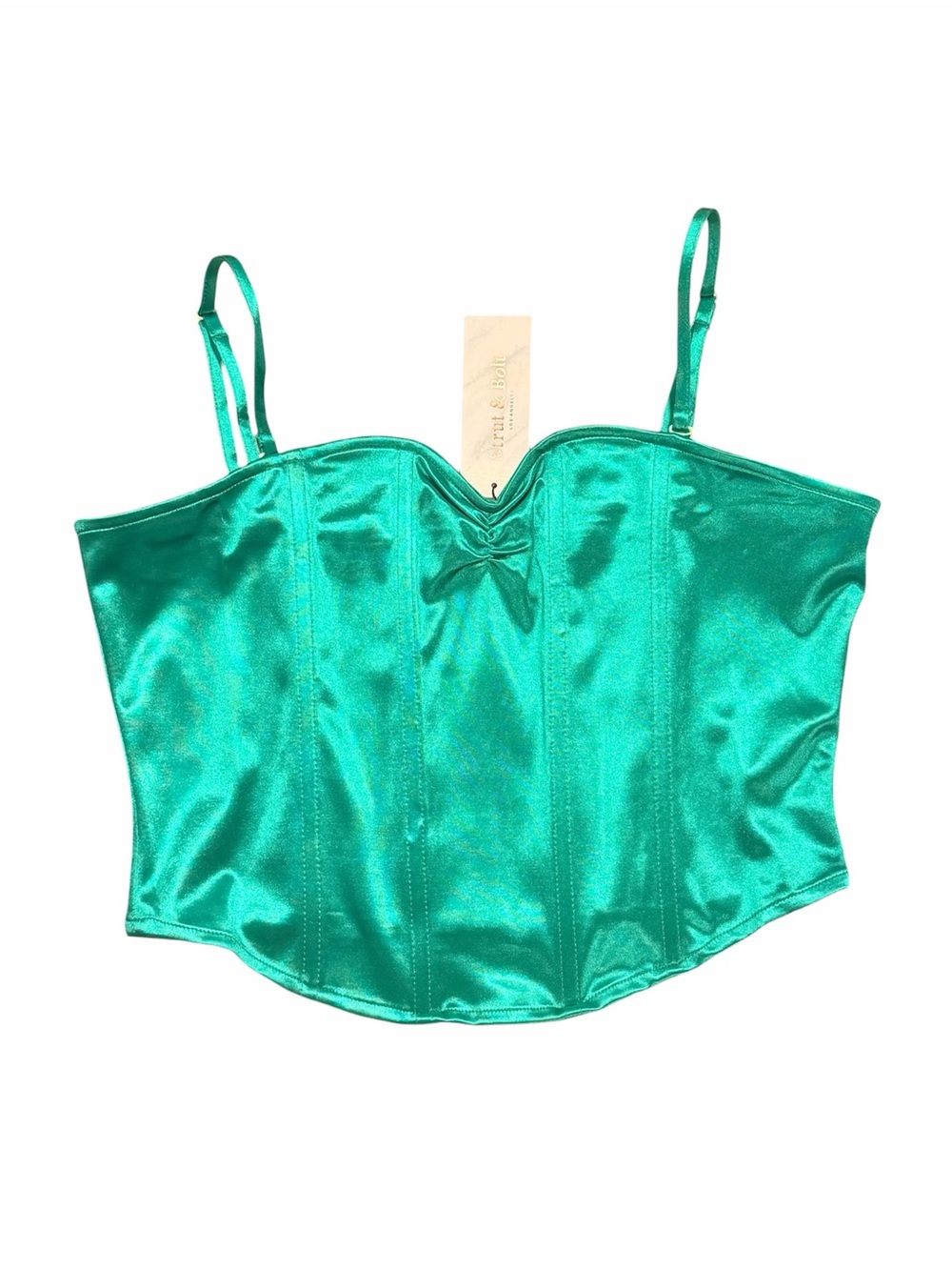 Satin Emerald Green Corset Top Strut & Bolt NWT Large